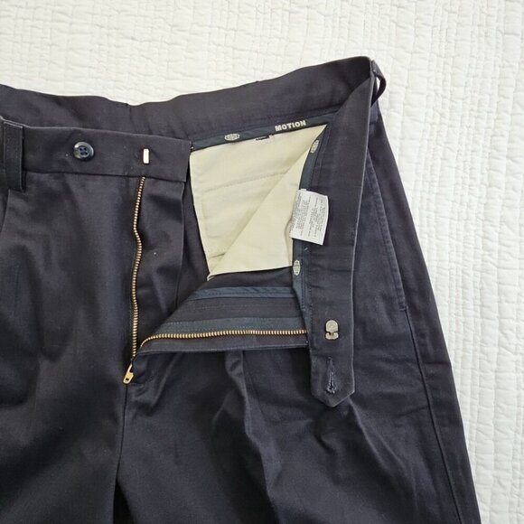 Savane Pleated Pants Men's 36x29 Dark Ink No Iron Comfort Waistband Pleated NWT - Picture 10 of 13